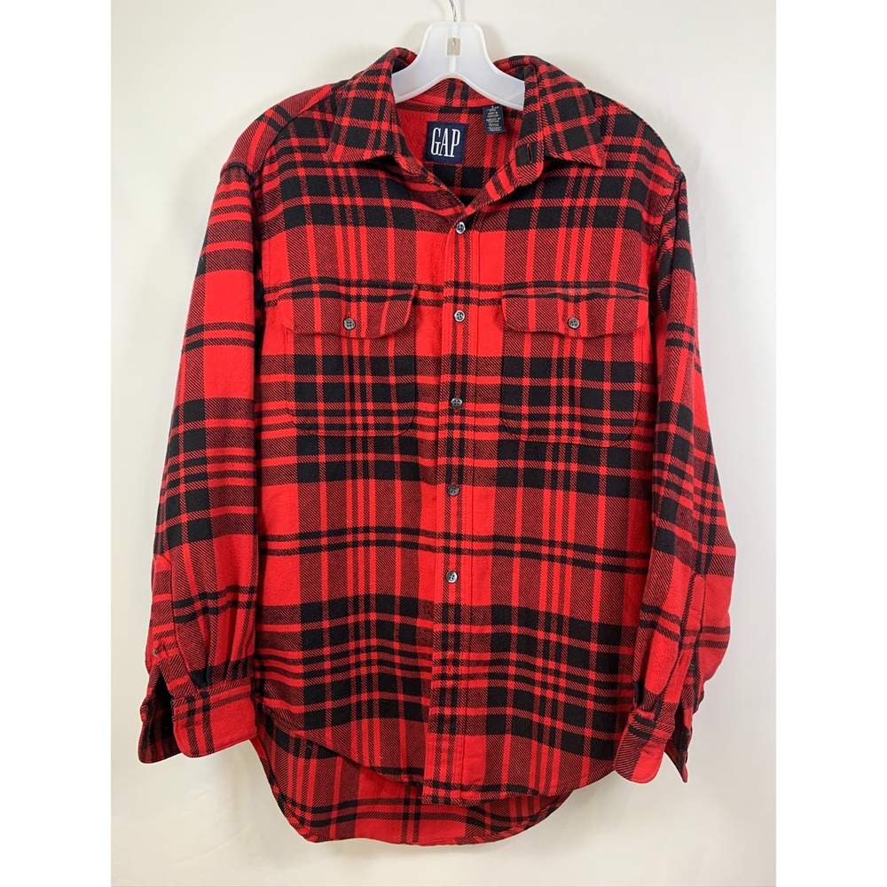 Vintage GAP Red and Black Heavy Button Up Flannel Mens Small